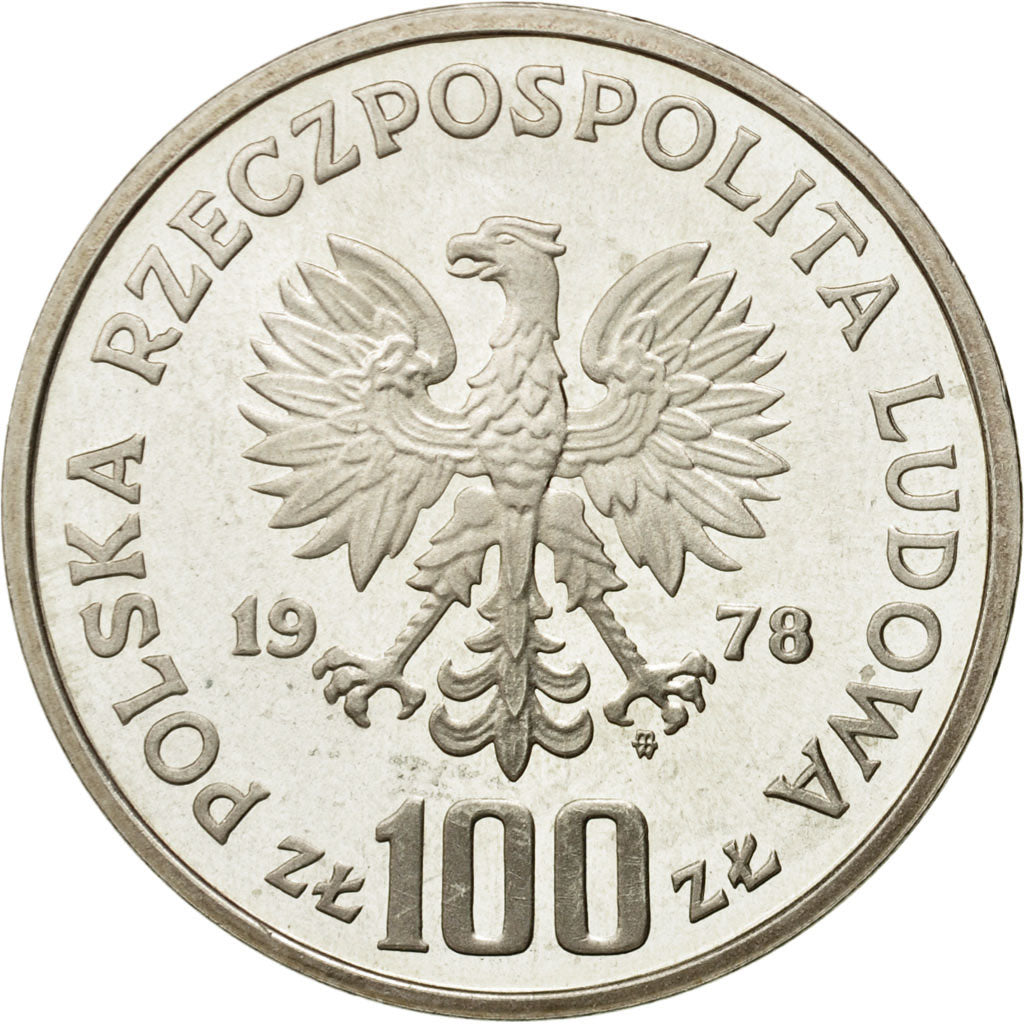 Moneda, Polonia, 100 Zlotych, 1978, Warsaw, SC, Plata, KM:94