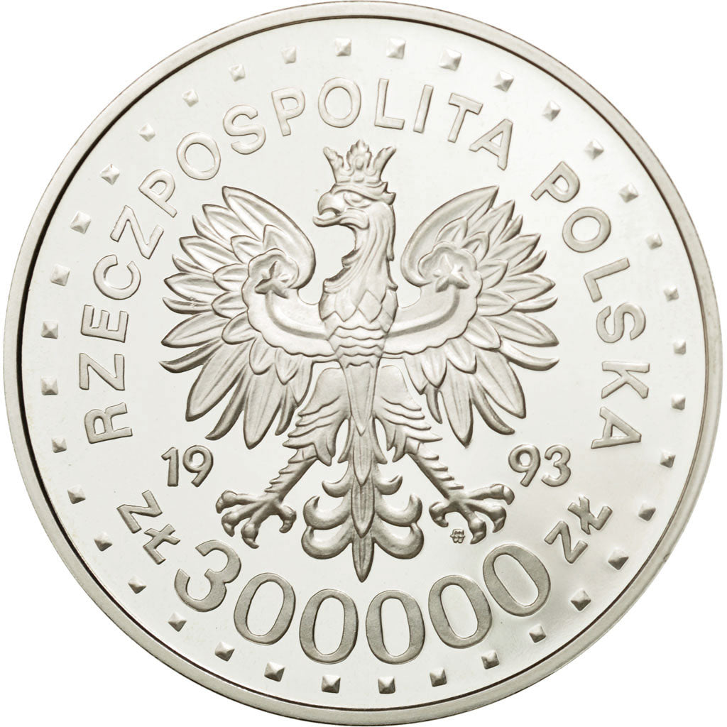 Moneda, Polonia, 300000 Zlotych, 1993, Warsaw, SC, Plata, KM:245