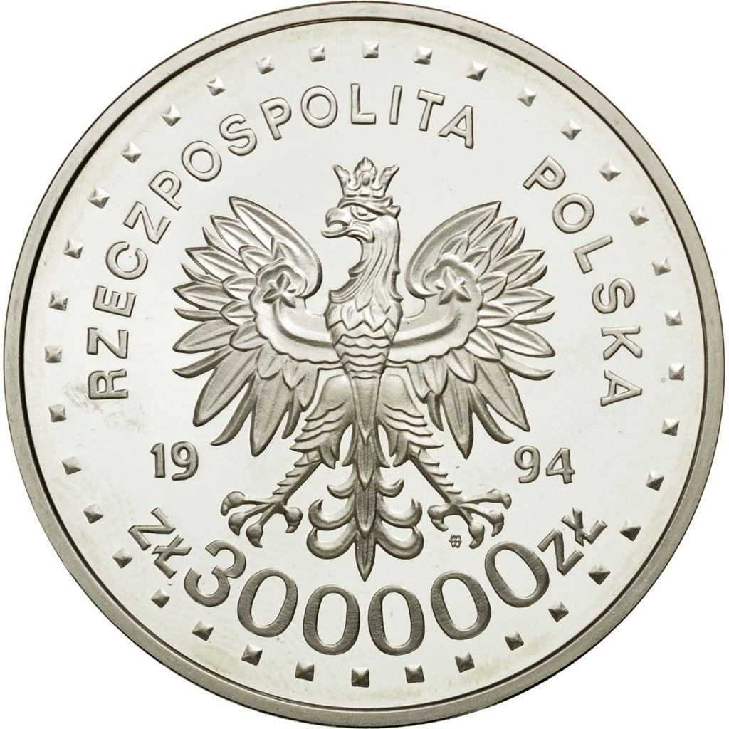 Moneda, Polonia, 300000 Zlotych, 1994, Warsaw, SC, Plata, KM:269