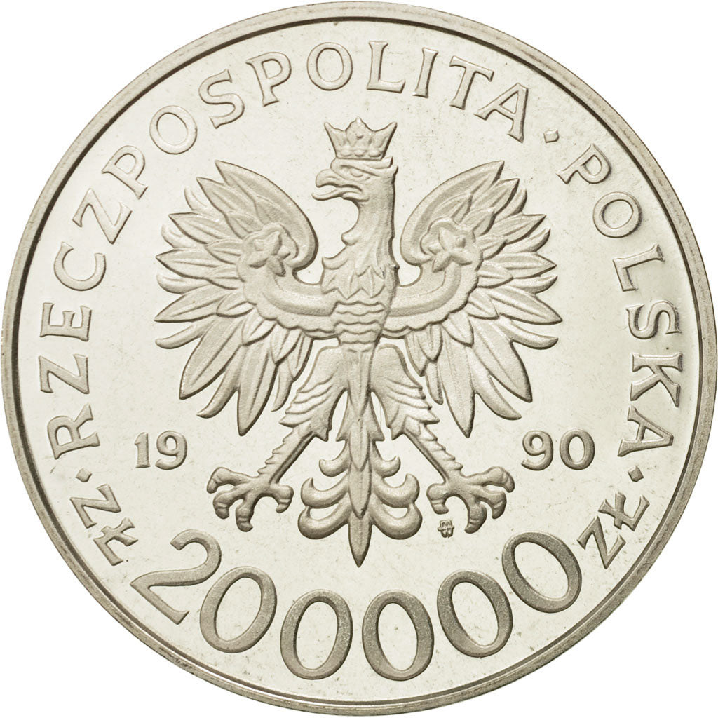Monnaie, Pologne, 200000 Zlotych, 1990, Warsaw, SPL, Argent, KM:250