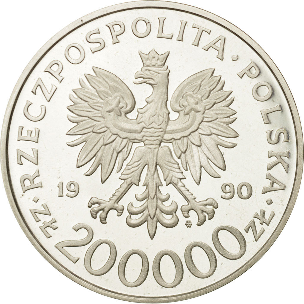 Moneta, Polonia, 200000 Zlotych, 1990, Warsaw, SPL, Argento, KM:250