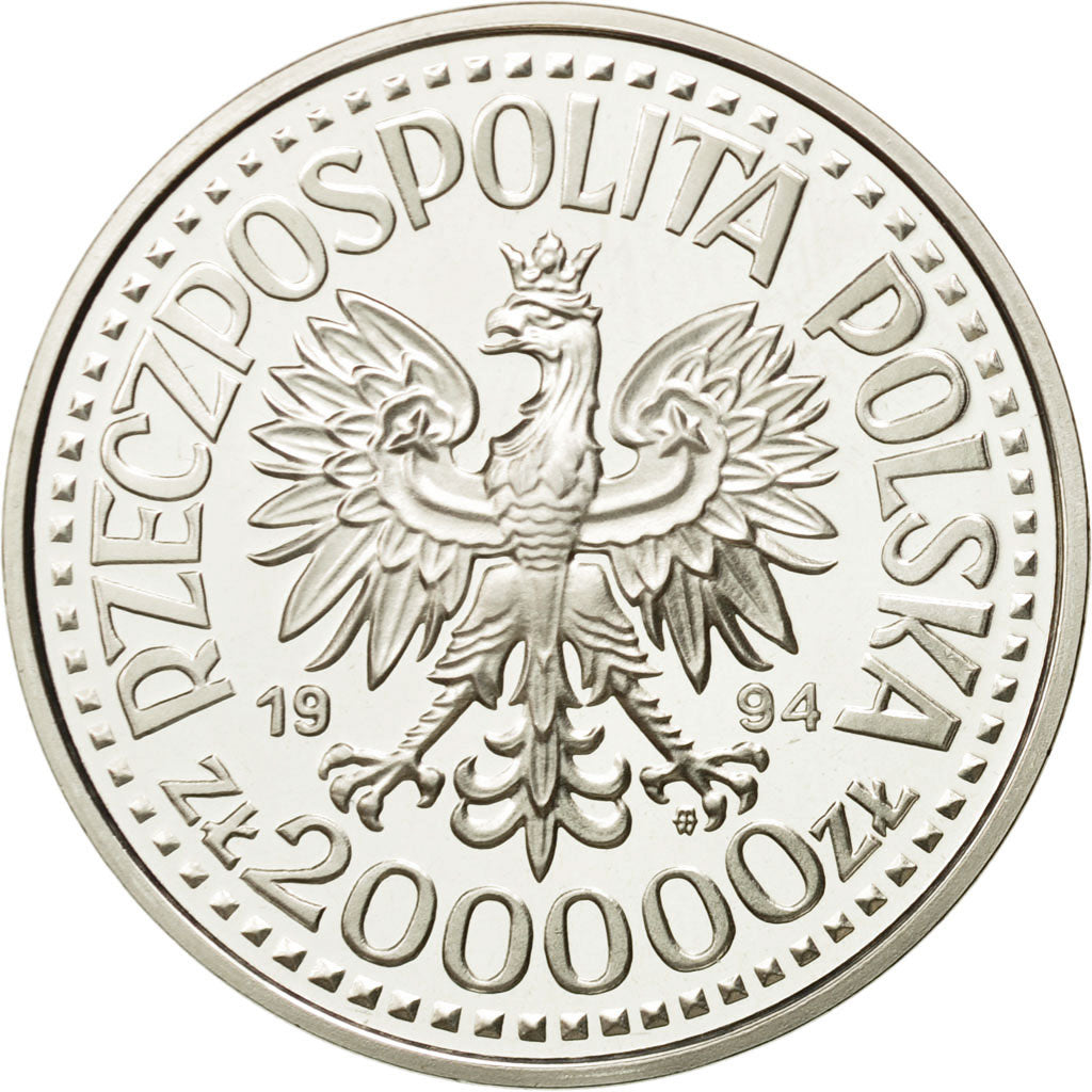 Coin, Poland, 200000 Zlotych, 1994, Warsaw, MS(63), Silver, KM:266