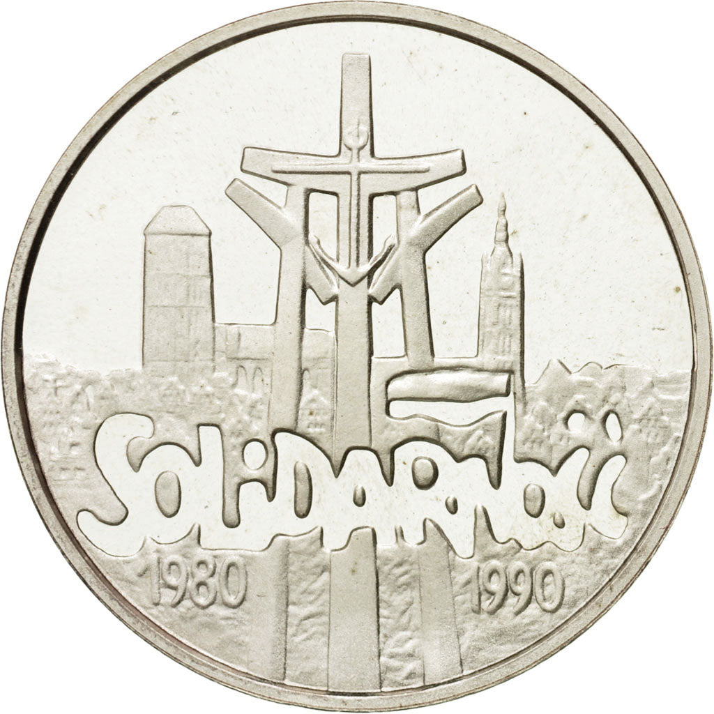 Coin, Poland, 100000 Zlotych, 1990, Warsaw, MS(65-70), Silver, KM:196.1