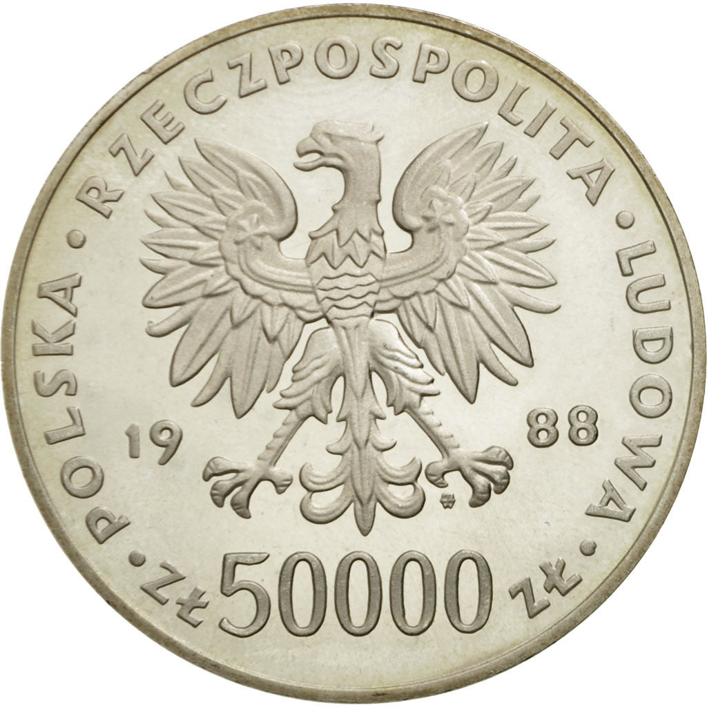 Moneta, Polska, 50000 Zlotych, 1988, Warsaw, MS(63), Srebro, KM:180