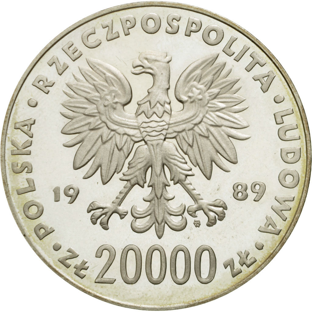 Coin, Poland, 20000 Zlotych, 1989, Warsaw, MS(63), Silver, KM:223