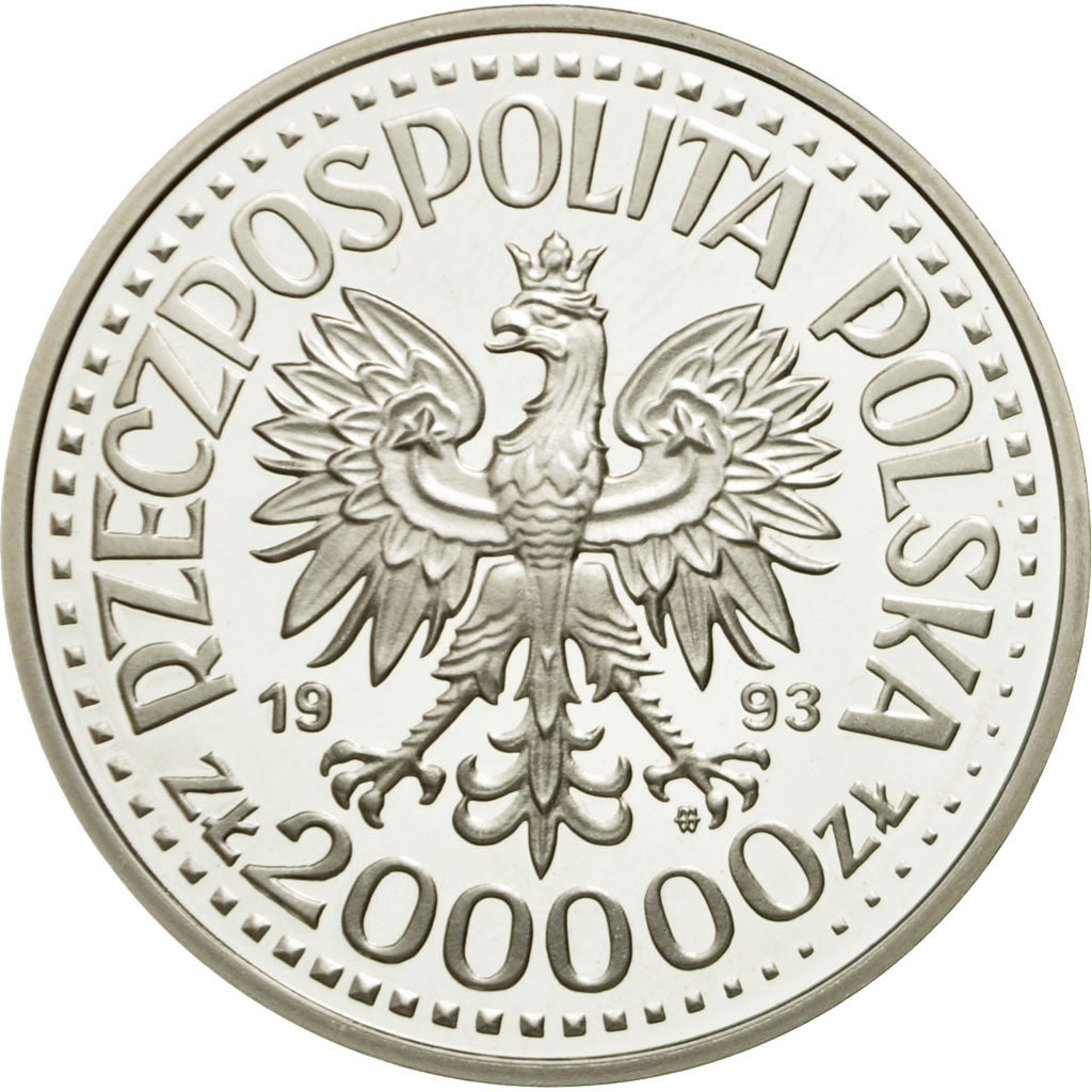 Moneda, Polonia, 200000 Zlotych, 1993, Warsaw, SC, Plata, KM:257