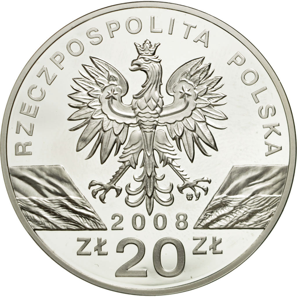 Coin, Poland, 20 Zlotych, 2008, Warsaw, MS(65-70), Silver, KM:637