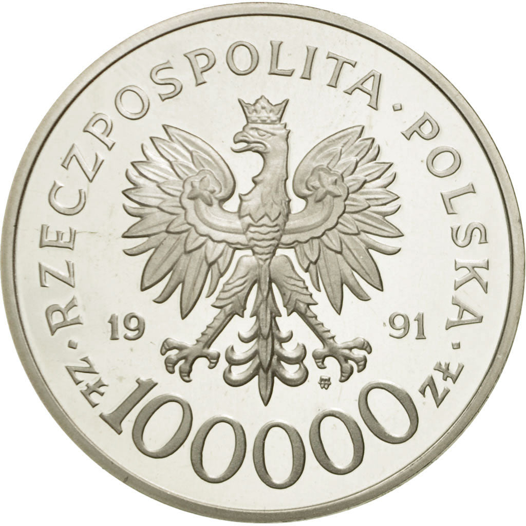 Münze, Polen, 100000 Zlotych, 1991, Warsaw, STGL, Silber, KM:236