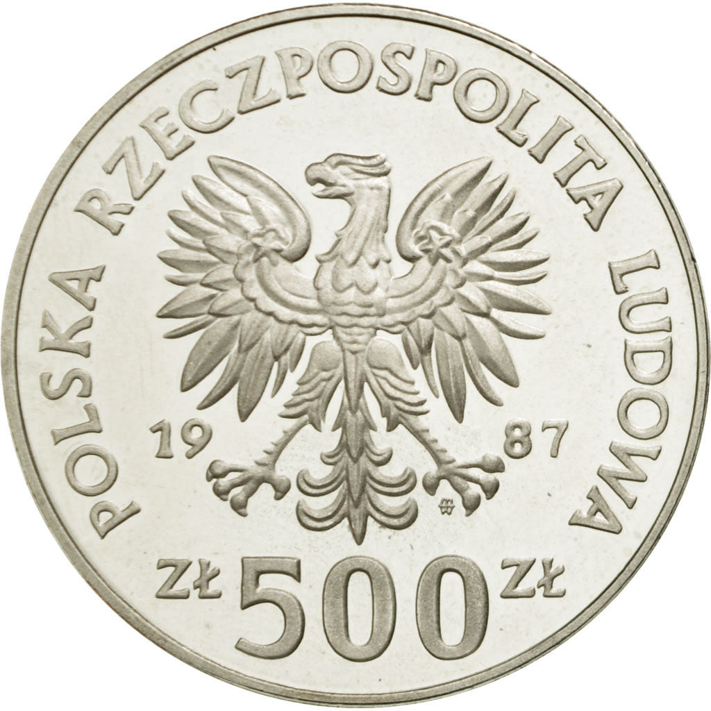 Coin, Poland, 500 Zlotych, 1987, Warsaw, MS(65-70), Silver, KM:173