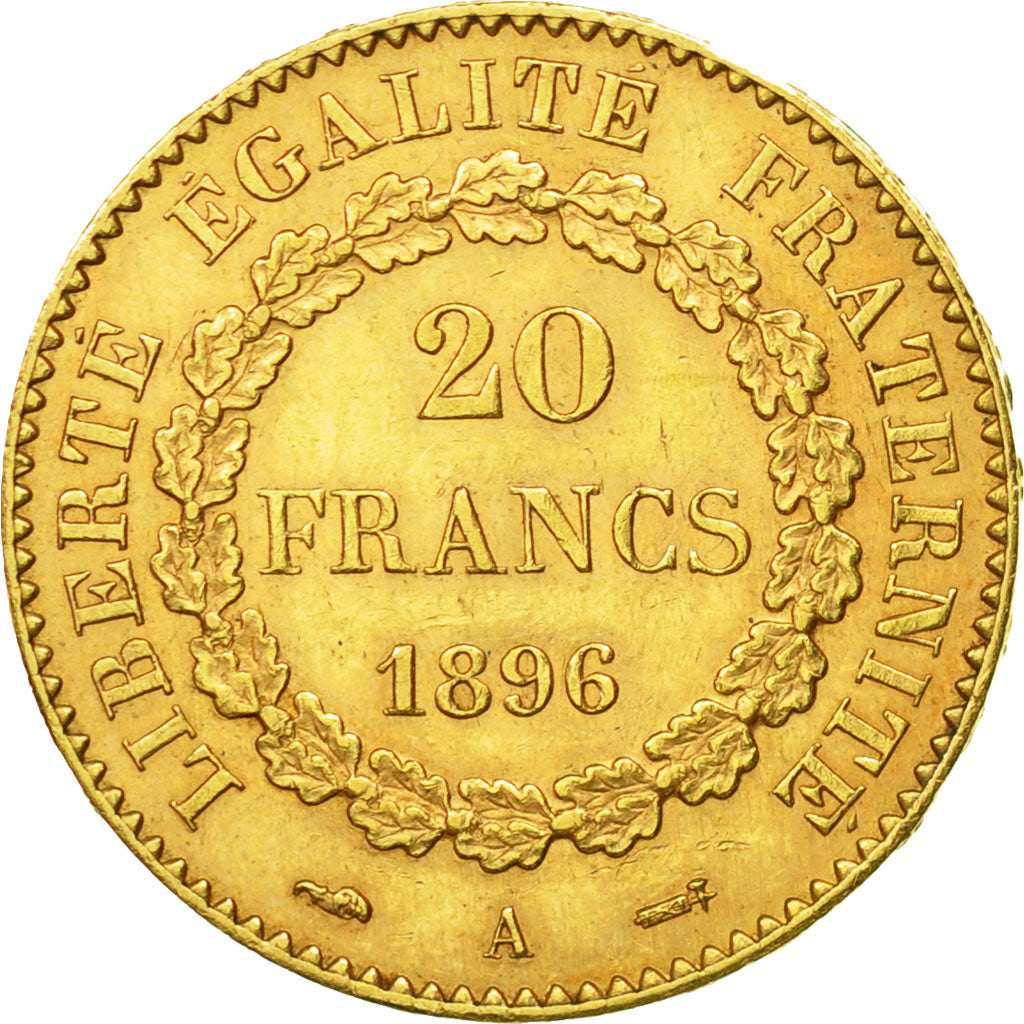 Moneta, Francia, Génie, 20 Francs, 1896, Paris, BB+, Oro, KM:825
