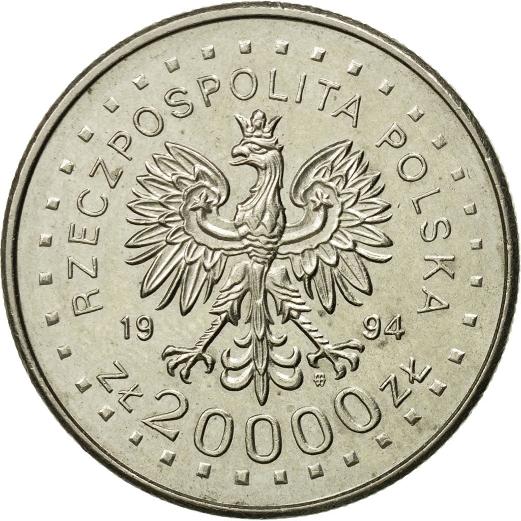 Coin, Poland, 20000 Zlotych, 1994, Warsaw, MS(63), Copper-nickel, KM:271