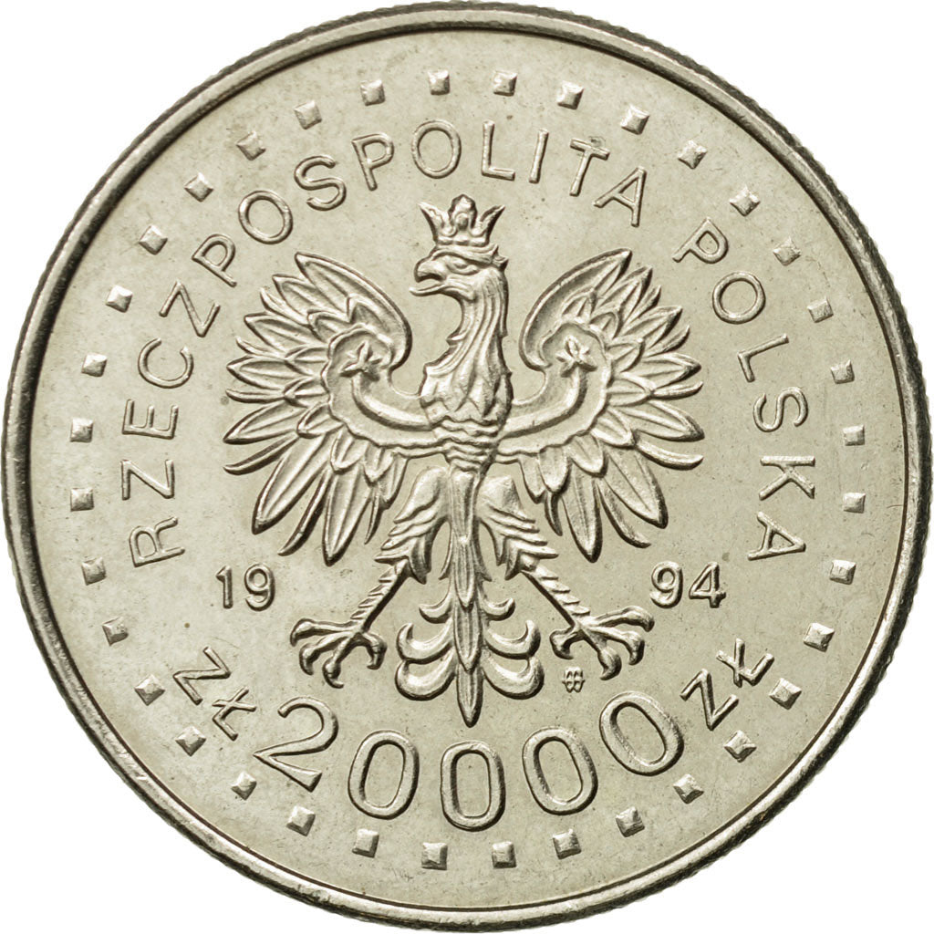 Coin, Poland, 20000 Zlotych, 1994, Warsaw, MS(63), Copper-nickel, KM:271