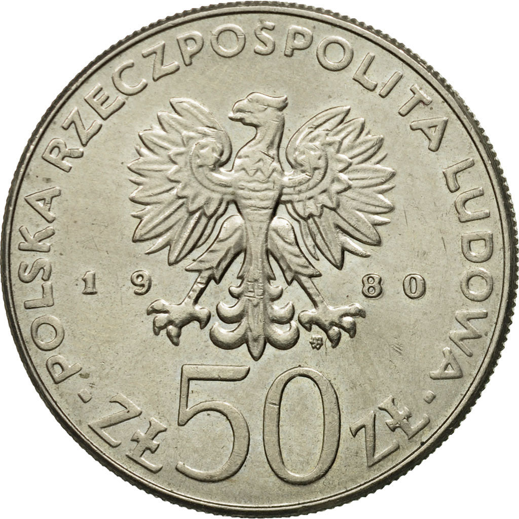 Coin, Poland, 50 Zlotych, 1980, Warsaw, AU(50-53), Copper-nickel, KM:117