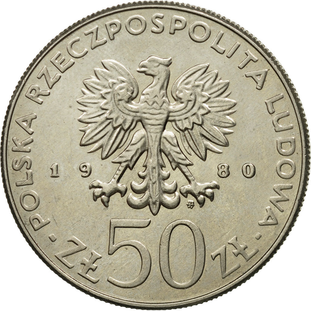 Moneta, Polska, 50 Zlotych, 1980, Warsaw, AU(50-53), Miedź-Nikiel, KM:117