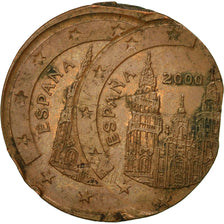 Monnaie, Espagne, 2 Cents, 2000, fautée-double frappe, TTB, Cuivre, Gadoury:EM