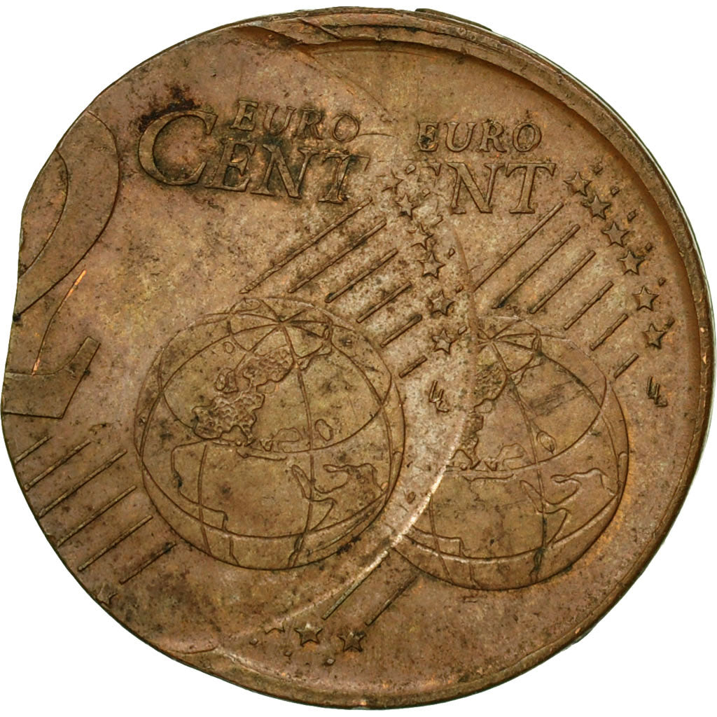 Monnaie, Espagne, 2 Cents, 2000, fautée-double frappe, TTB, Cuivre, Gadoury:EM