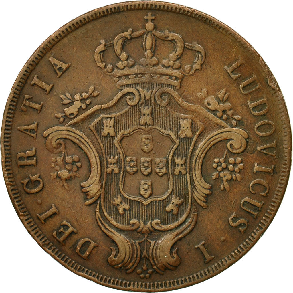Moneta, Azzorre, 20 Reis, 1865, SPL-, Rame, KM:15
