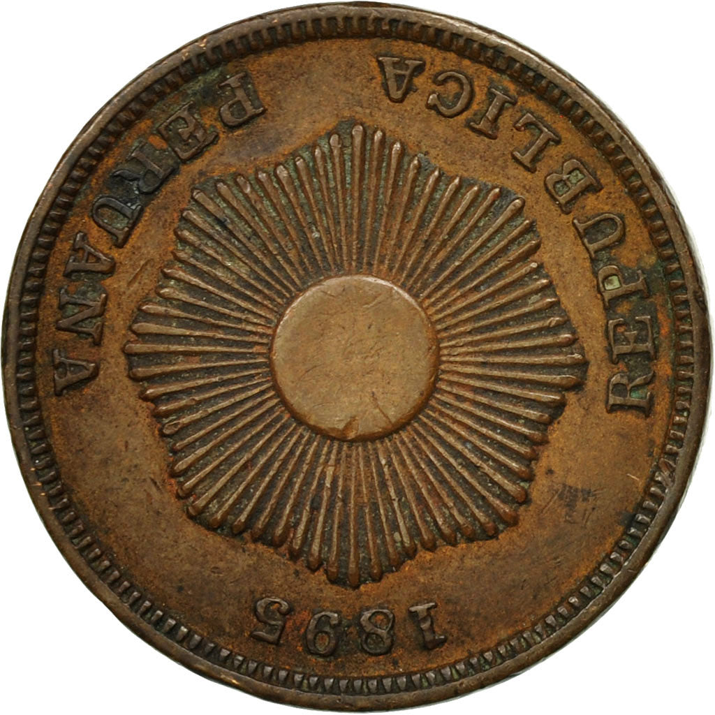 Moneda, Perú, SOUTH PERU, 2 Centavos, 1895, MBC+, Cobre o bronce, KM:188.2