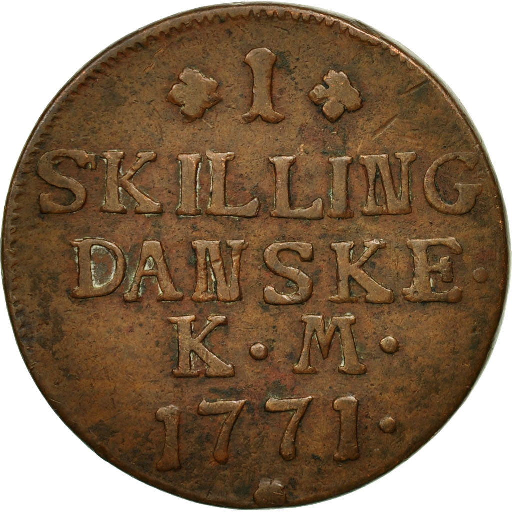 Monnaie, Danemark, Christian VII, Skilling, 1771, Copenhagen, TTB+, Cuivre
