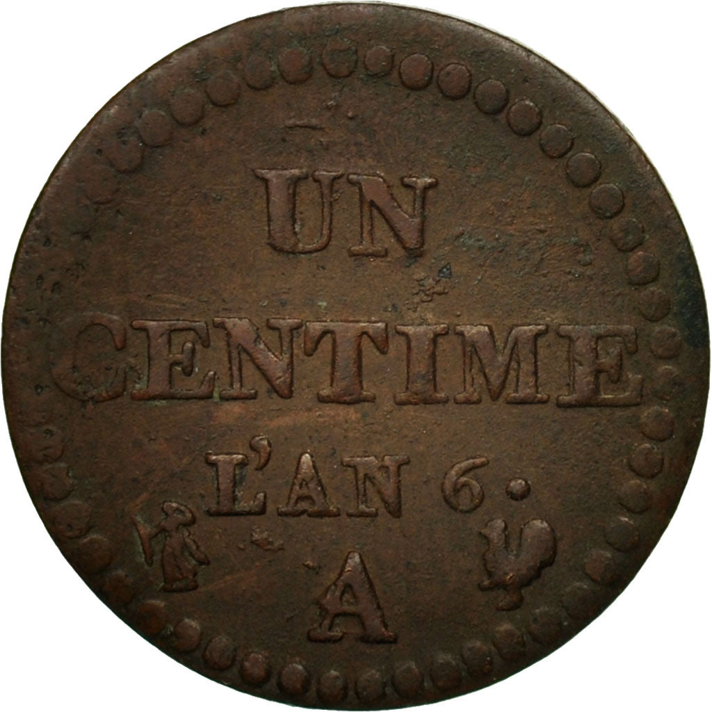 Munten, Frankrijk, Dupré, Centime, AN 6, Paris, ZF+, Bronze, KM:646, Gadoury:76
