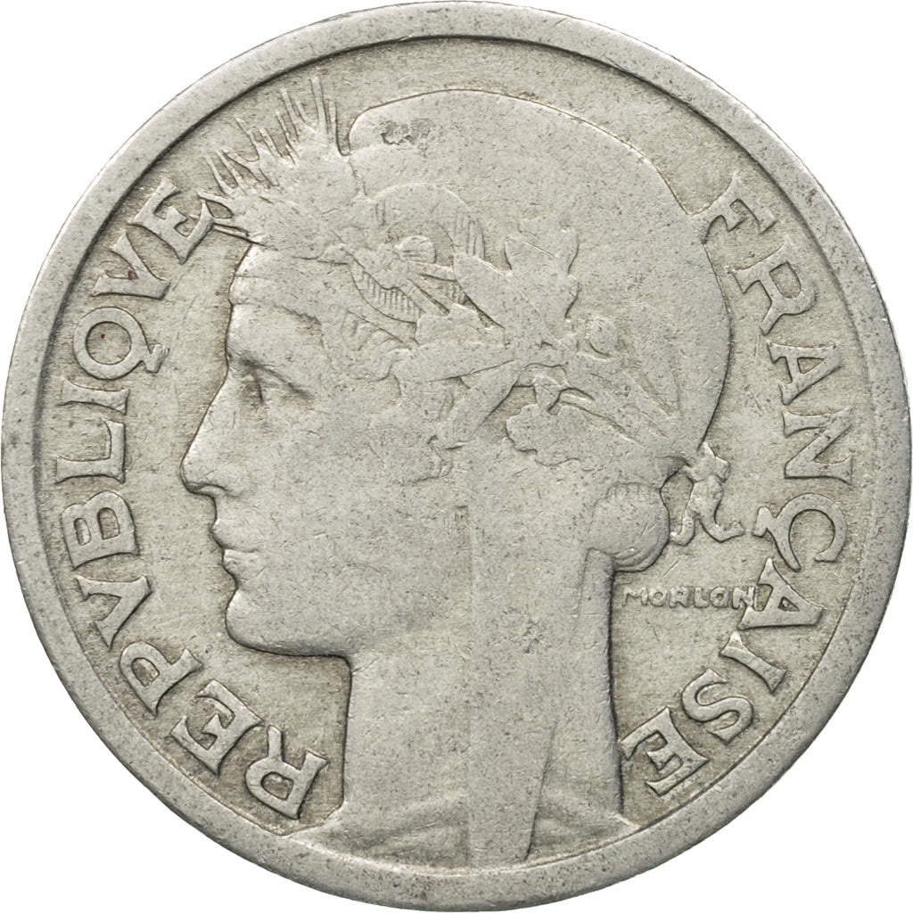 Münze, Frankreich, Morlon, 2 Francs, 1945, Castelsarrasin, SS, Aluminium