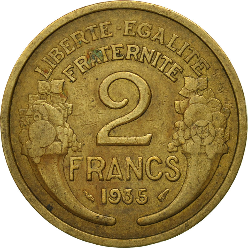 Münze, Frankreich, Morlon, 2 Francs, 1935, Paris, SS, Aluminum-Bronze, KM:886