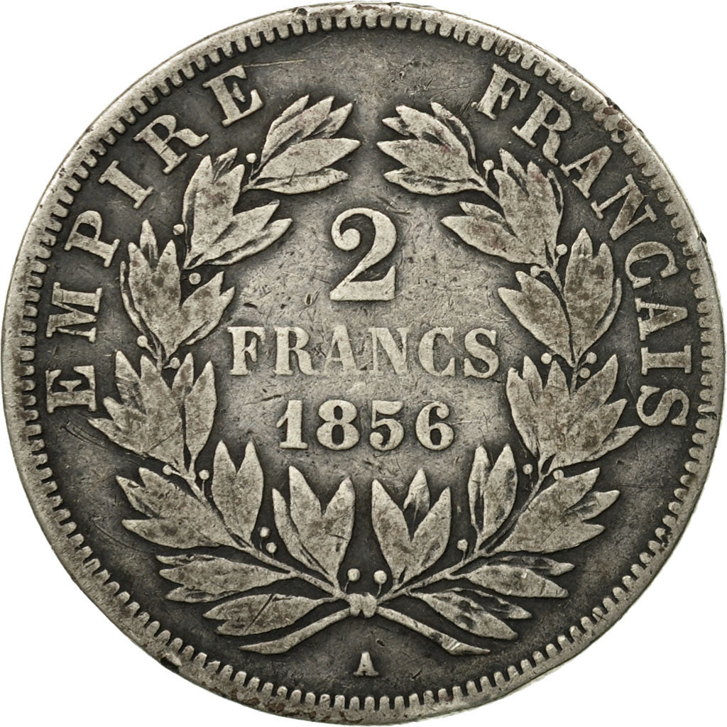 Moneta, Francja, Napoleon III, Napoléon III, 2 Francs, 1856, Paris, VF(20-25)