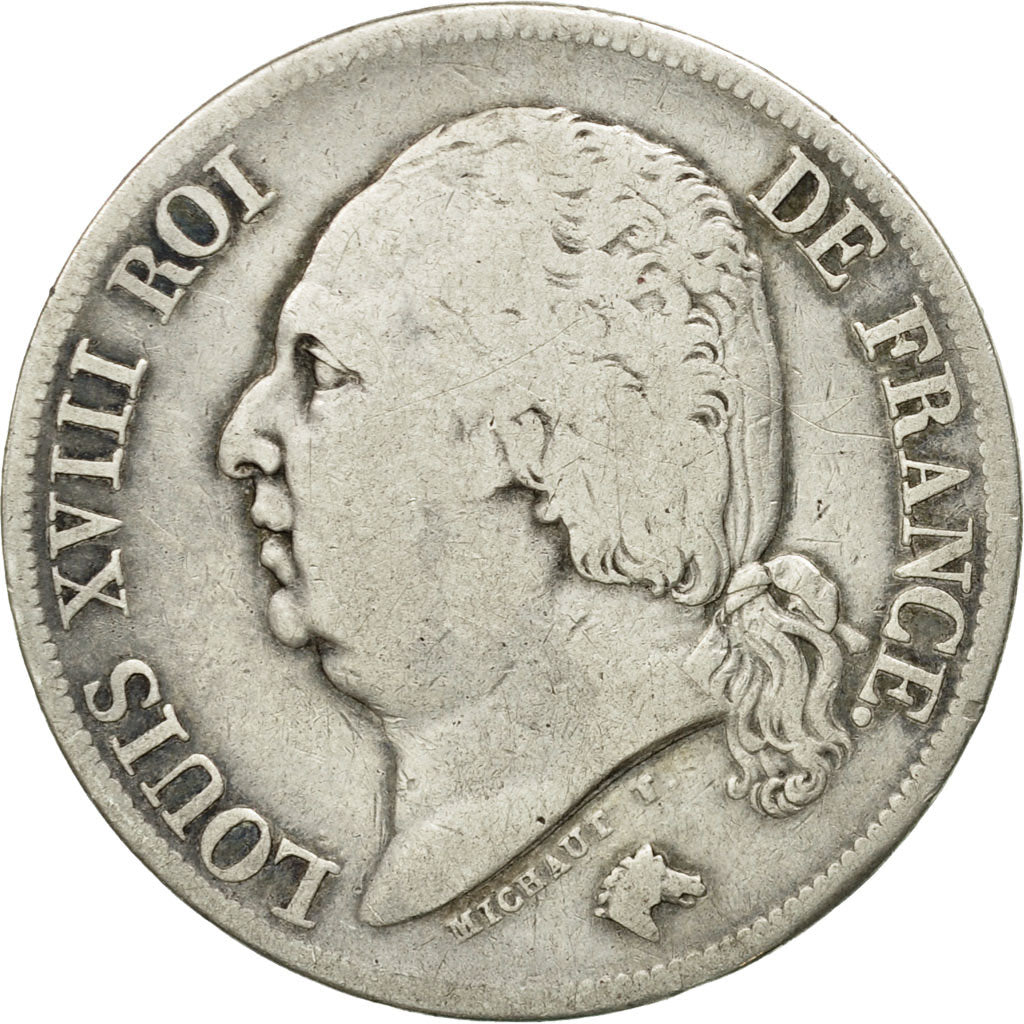 Moneda, Francia, Louis XVIII, Louis XVIII, 2 Francs, 1817, Paris, BC+, Plata