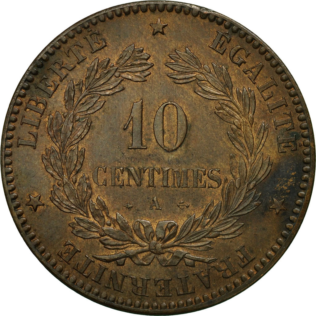 Monnaie, France, Cérès, 10 Centimes, 1871, Paris, SUP, Bronze, Gadoury:265