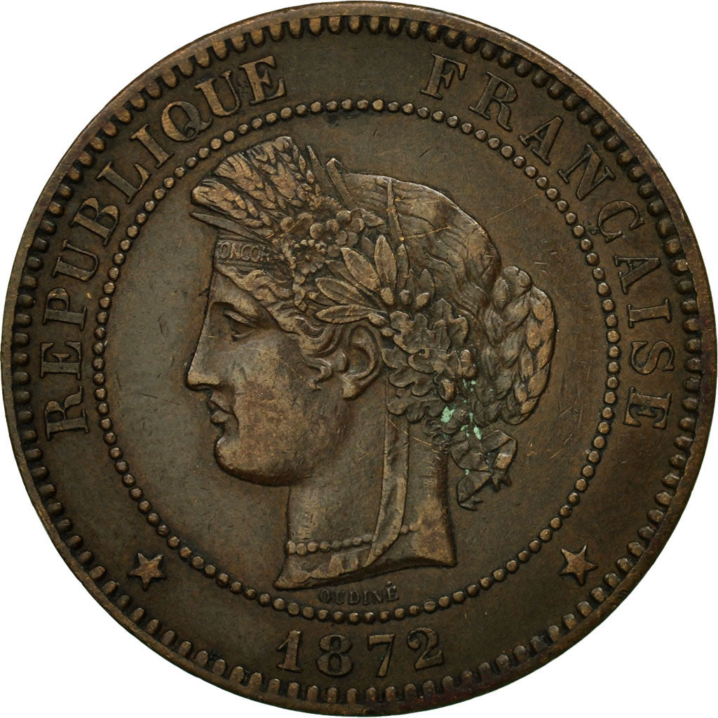 Coin, France, Cérès, 10 Centimes, 1872, Paris, AU(50-53), Bronze, KM:815.1