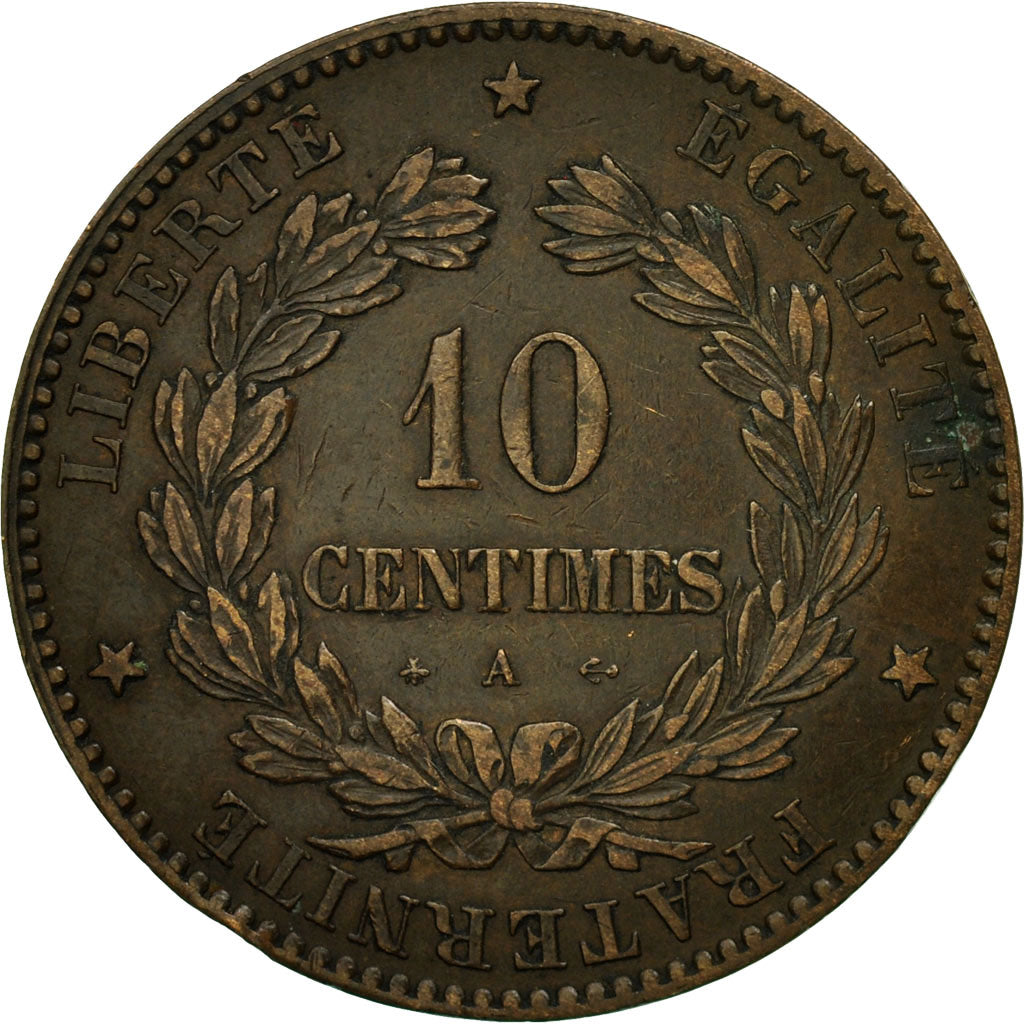 Coin, France, Cérès, 10 Centimes, 1872, Paris, AU(50-53), Bronze, KM:815.1