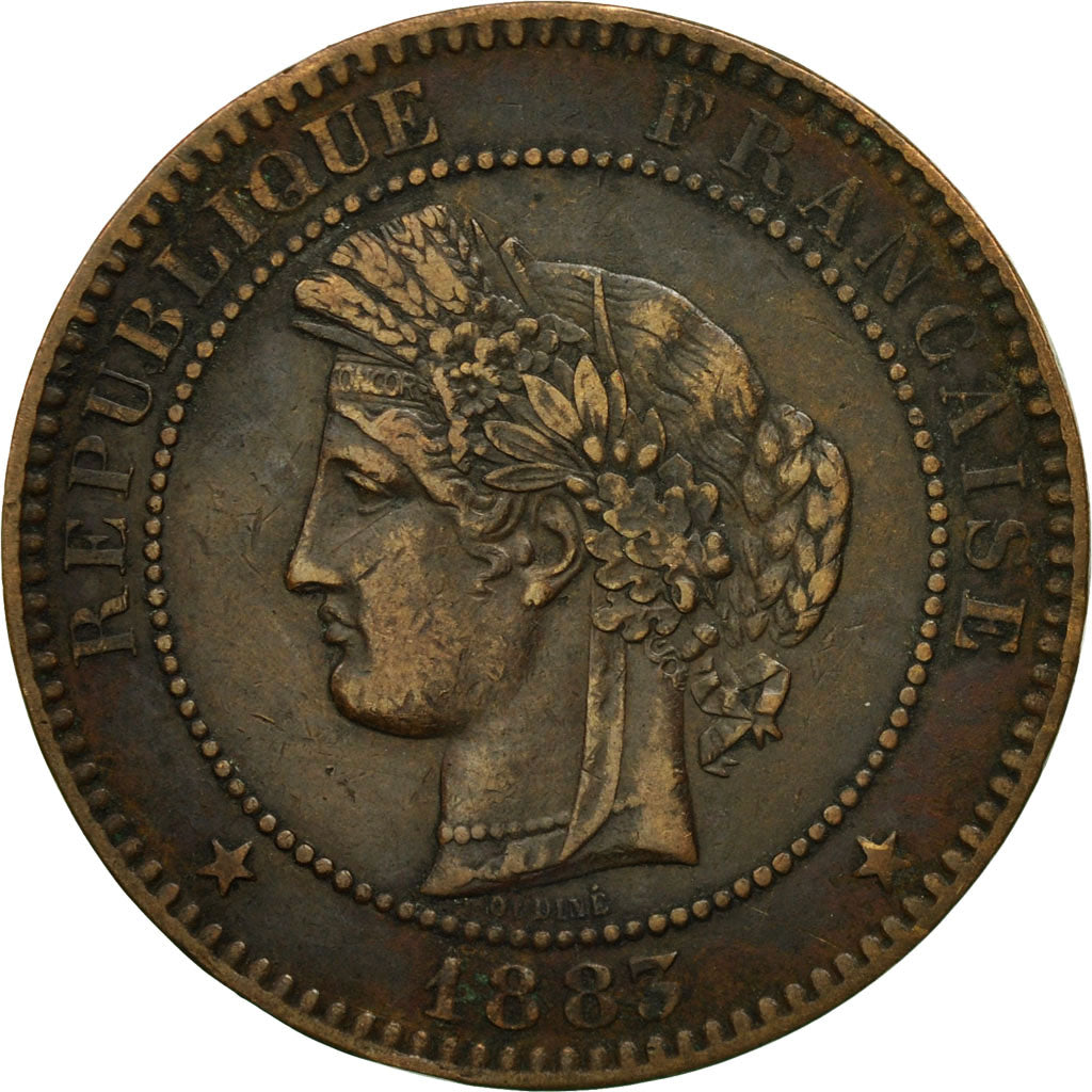Monnaie, France, Cérès, 10 Centimes, 1883, Paris, TTB, Bronze, Gadoury:265a