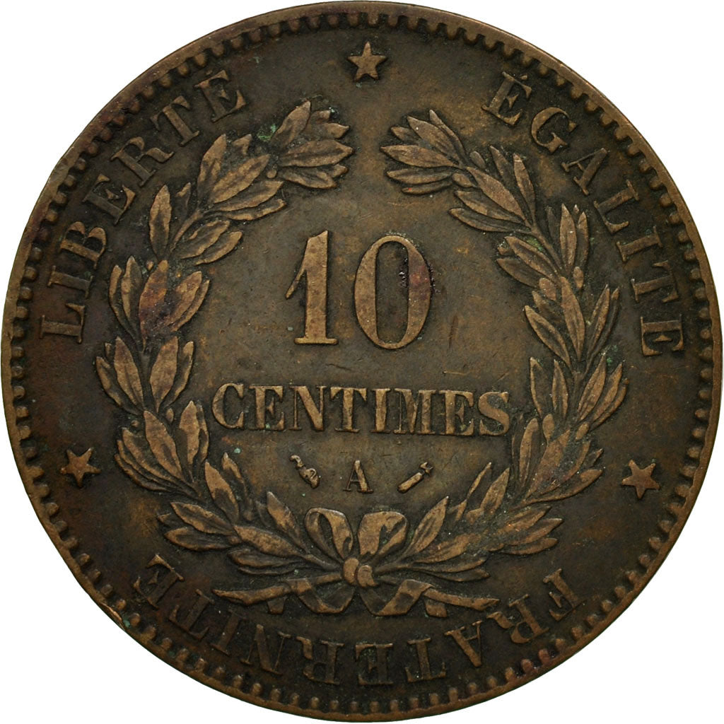 Monnaie, France, Cérès, 10 Centimes, 1883, Paris, TTB, Bronze, Gadoury:265a