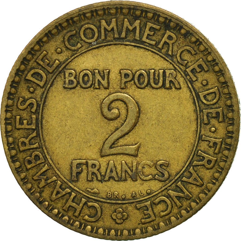 Moneda, Francia, Chambre de commerce, 2 Francs, 1920, Paris, BC+, Aluminio -