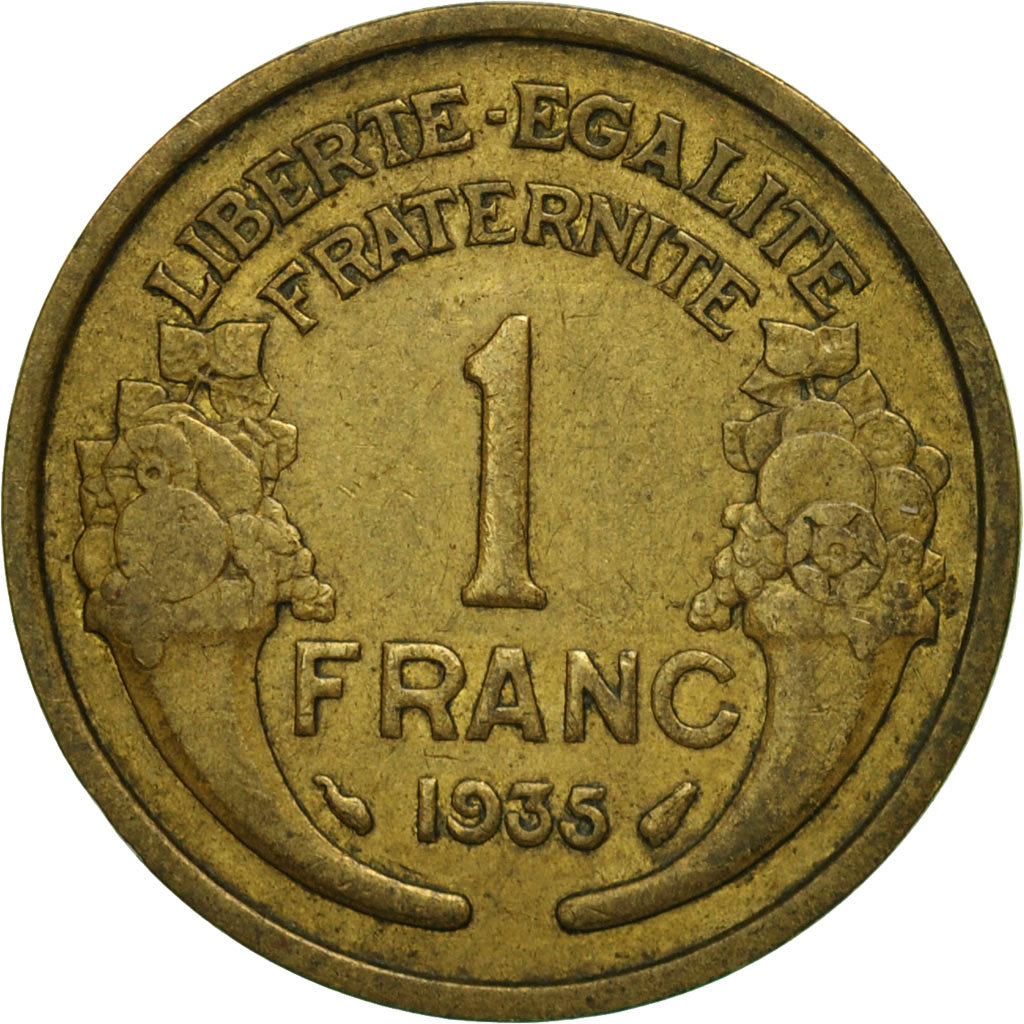 Moneta, Francia, Morlon, Franc, 1935, Paris, MB+, Alluminio-bronzo, KM:885