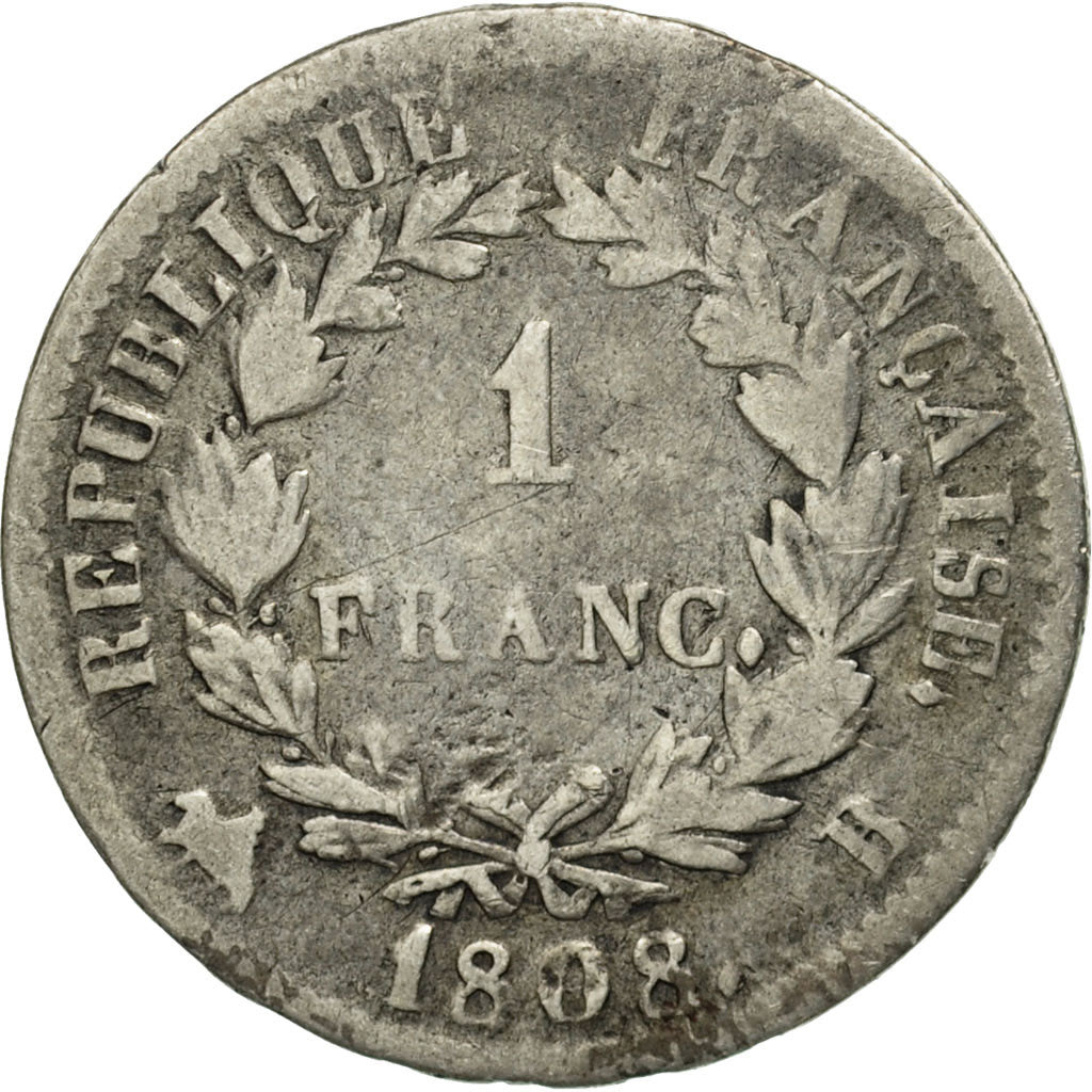 Münze, Frankreich, Napoléon I, Franc, 1808, Rouen, SGE+, Silber, KM:682.2