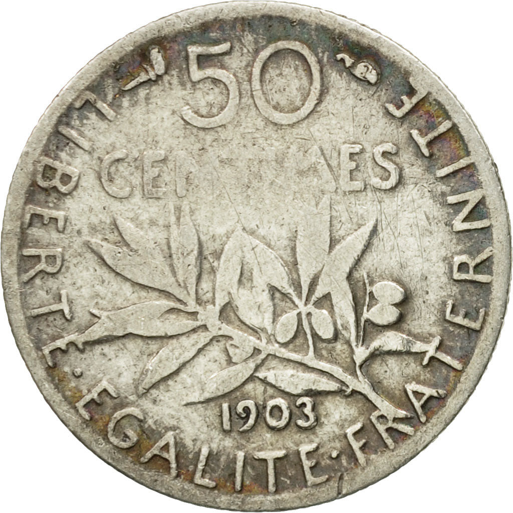 Coin, France, Semeuse, 50 Centimes, 1903, Paris, VF(20-25), Silver, KM:854