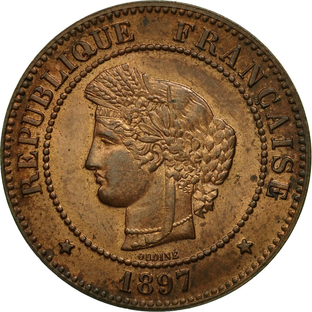 Moneta, Francja, Cérès, 5 Centimes, 1897, Paris, MS(60-62), Bronze, KM:821.1