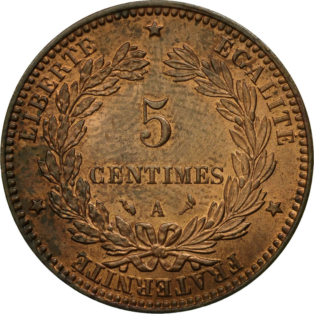 Moneta, Francja, Cérès, 5 Centimes, 1897, Paris, MS(60-62), Bronze, KM:821.1