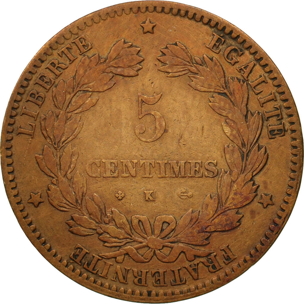Coin, France, Cérès, 5 Centimes, 1873, Bordeaux, VF(30-35), Bronze, KM:821.2