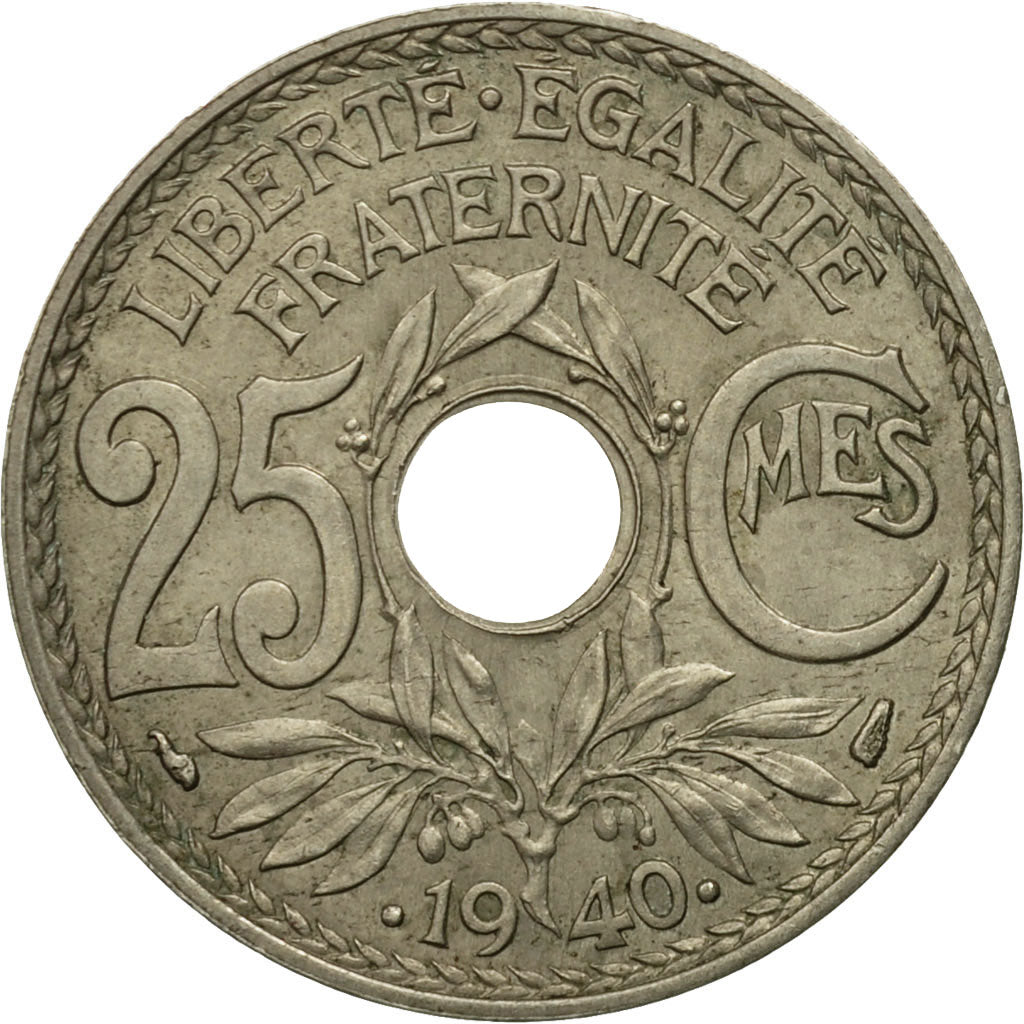 Moneta, Francia, Lindauer, 25 Centimes, 1940, BB, Nichel-bronzo, KM:867b