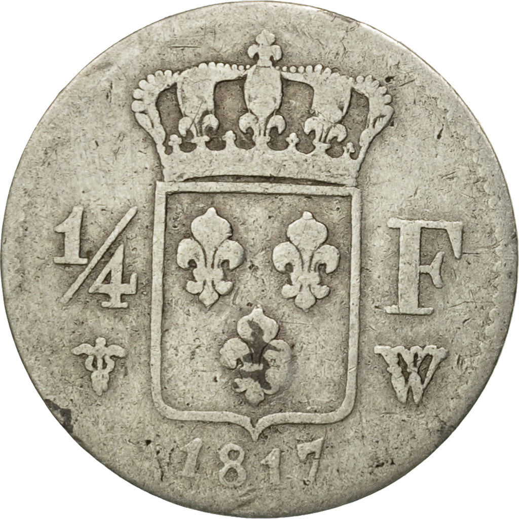 Coin, France, Louis XVIII, Louis XVIII, 1/4 Franc, 1817, Lille, F(12-15)