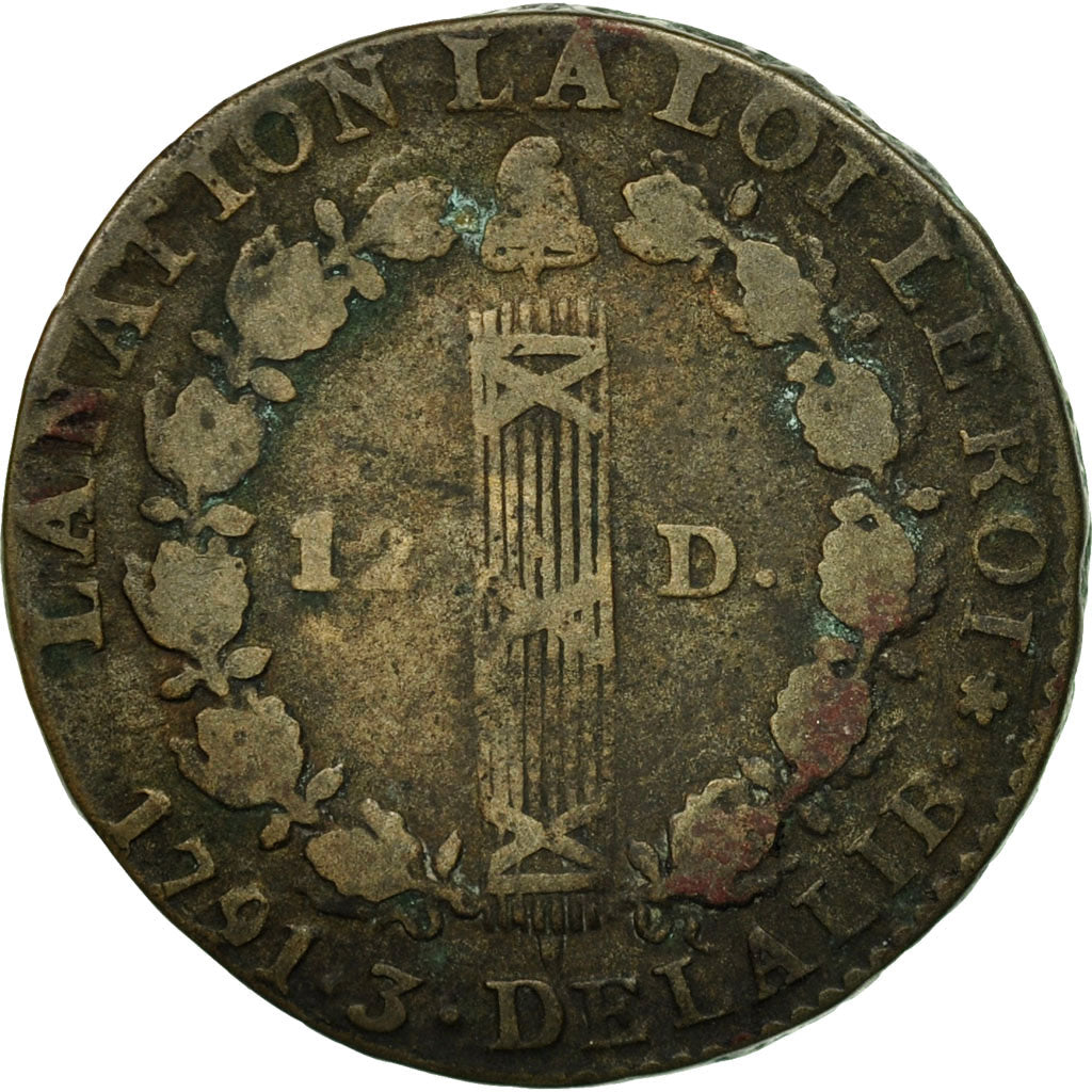 Munten, Frankrijk, 12 deniers françois, 12 Deniers, 1791, Paris, FR, Bronze