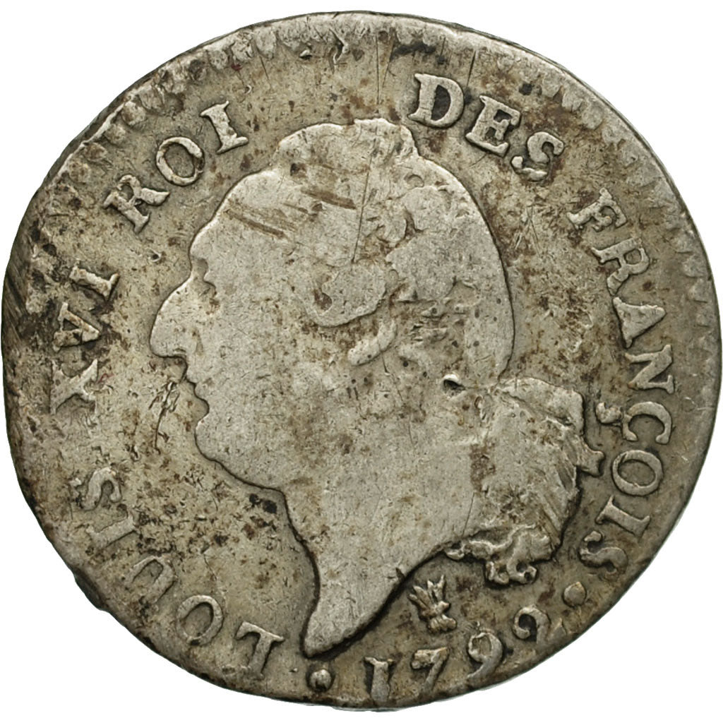 Coin, France, 15 sols françois, 15 Sols, 1/8 ECU, 1792, Limoges, VF(20-25)