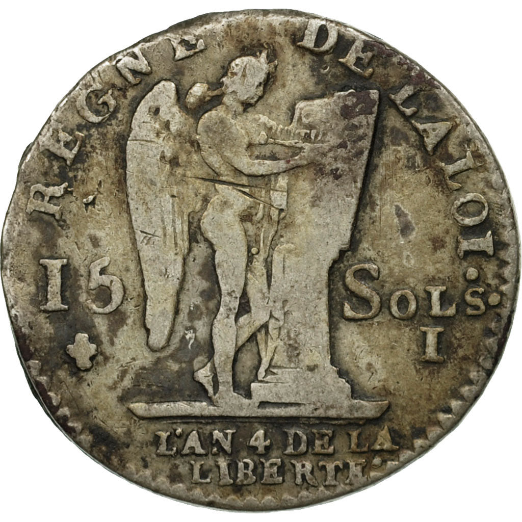 Coin, France, 15 sols françois, 15 Sols, 1/8 ECU, 1792, Limoges, VF(20-25)