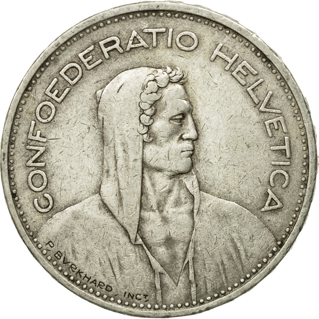 Coin, Switzerland, 5 Francs, 1937, Bern, EF(40-45), Silver, KM:40