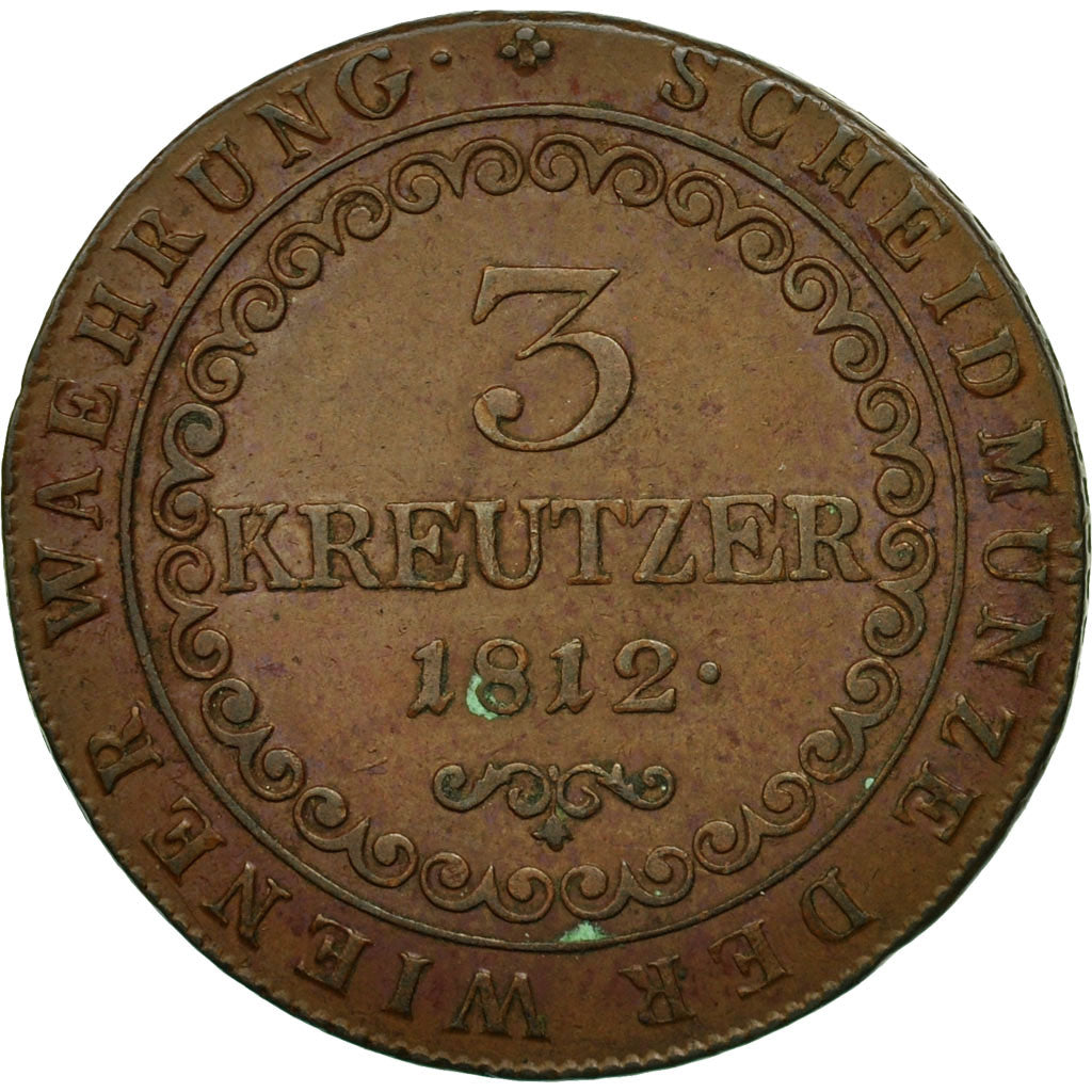 Münze, Österreich, Franz II (I), 3 Kreuzer, 1812, Vienna, SS+, Kupfer, KM:2116