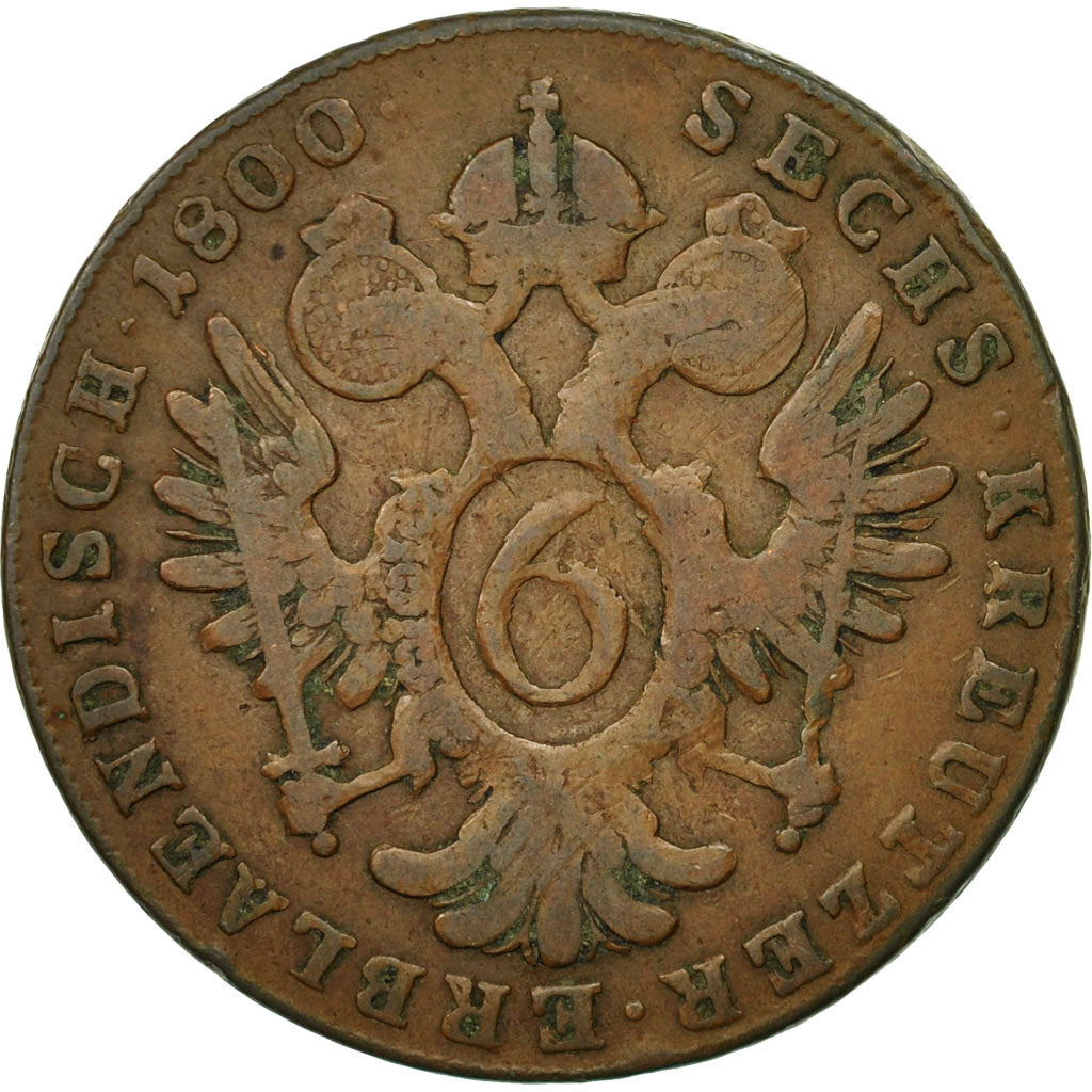 Moneda, Austria, Franz II (I), 6 Kreuzer, 1800, Vienna, MBC, Cobre, KM:2128