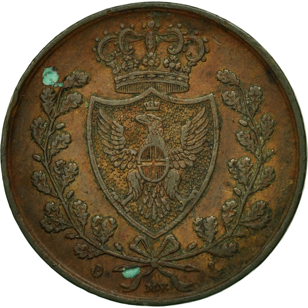 Moneta, STATI ITALIANI, SARDINIA, Carlo Felice, 5 Centesimi, 1826, Genoa, BB