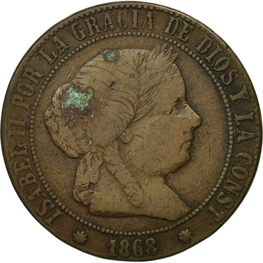 Monnaie, Espagne, Isabel II, 5 Centimos, 1868, Madrid, TB, Cuivre, KM:635.1